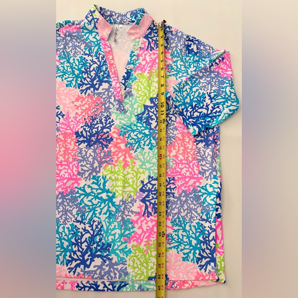 Lulu-B Women’s Top Corals Button Tunic New size XL - Picture 9 of 14